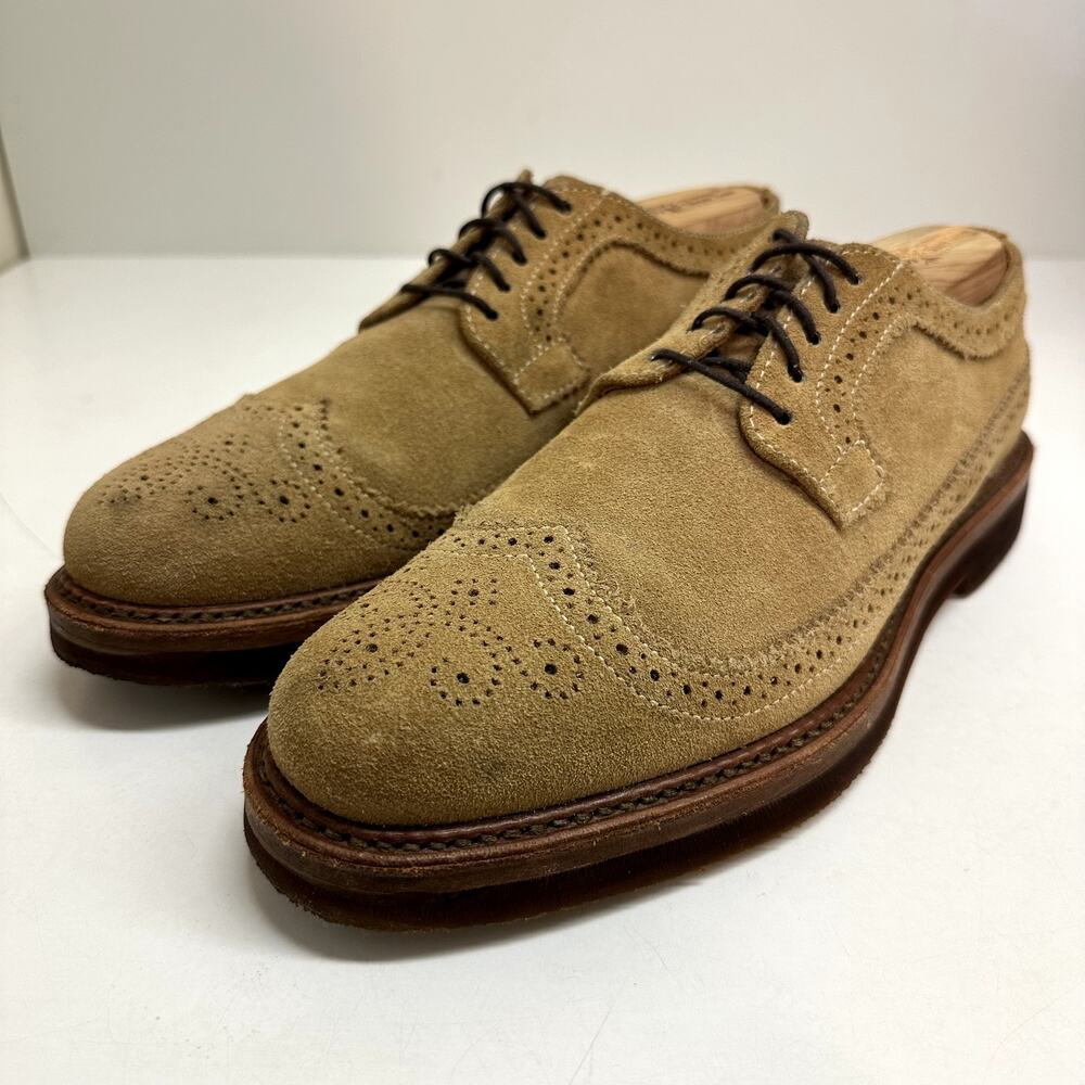 VGUC Rancourt & Co. Chandler Longwing Wingtip Tan Suede Derby Made in USA 8 D